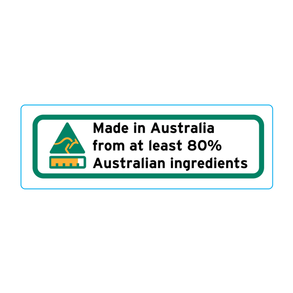 Made In Australia From At Least 80% Australian Ingredients Stickers – 3cm x 1cm - Country Of Origin Stickers