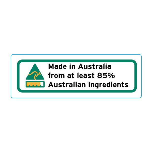Made In Australia From At Least 85% Australian Ingredients Stickers – 3cm x 1cm - Country Of Origin Stickers