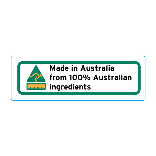 Made In Australia From 100% Australian Ingredients Stickers – 3cm x 1cm - Country Of Origin Stickers
