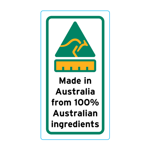 Made In Australia From 100% Australian Ingredients Stickers – 1.6cm x 3cm - Country Of Origin Stickers